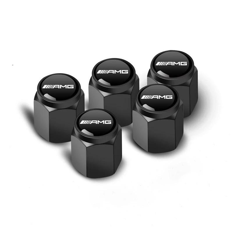 

GLC GLB 5pc For Mercedes Benz AMG A B C E S ML GLK GLE GLS GLC SLK C200 E300 GLA Metal Car Tire Wheel Cap Air Valve Stem Protec