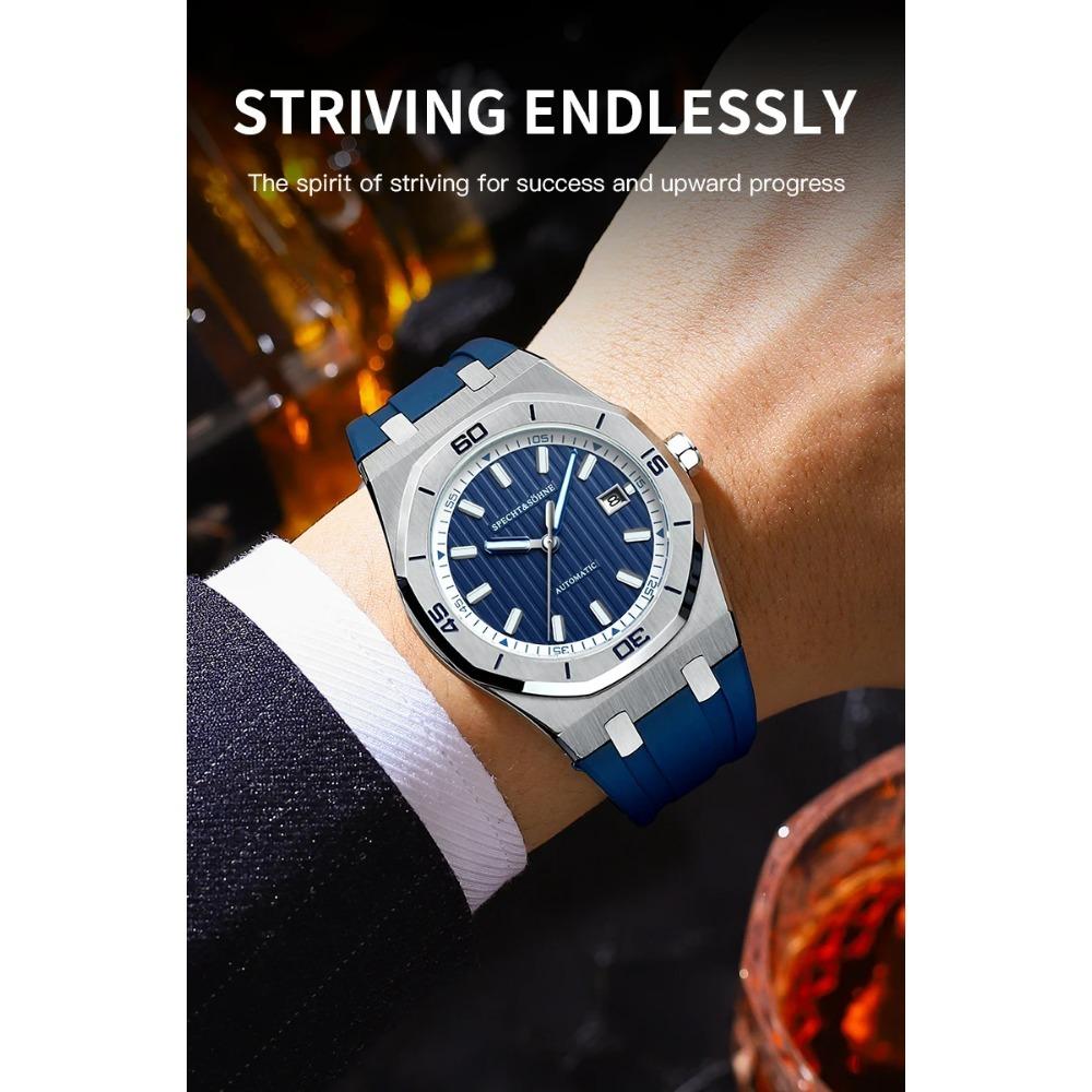 Specht & Sohne New 40mm Men Automatic Mechanical Watches Men Luxury Stainless Steel Watch Rubber Relogio Masculino Waterproof