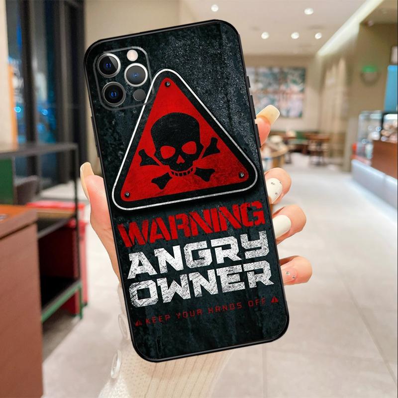 

Warning Angry Danger Owner Phone Case For iPhone 17 16 15 14 13 12 11 Pro Max mini 16 Plus 16e 17 Air Protective Cover iPhone 13 Pro