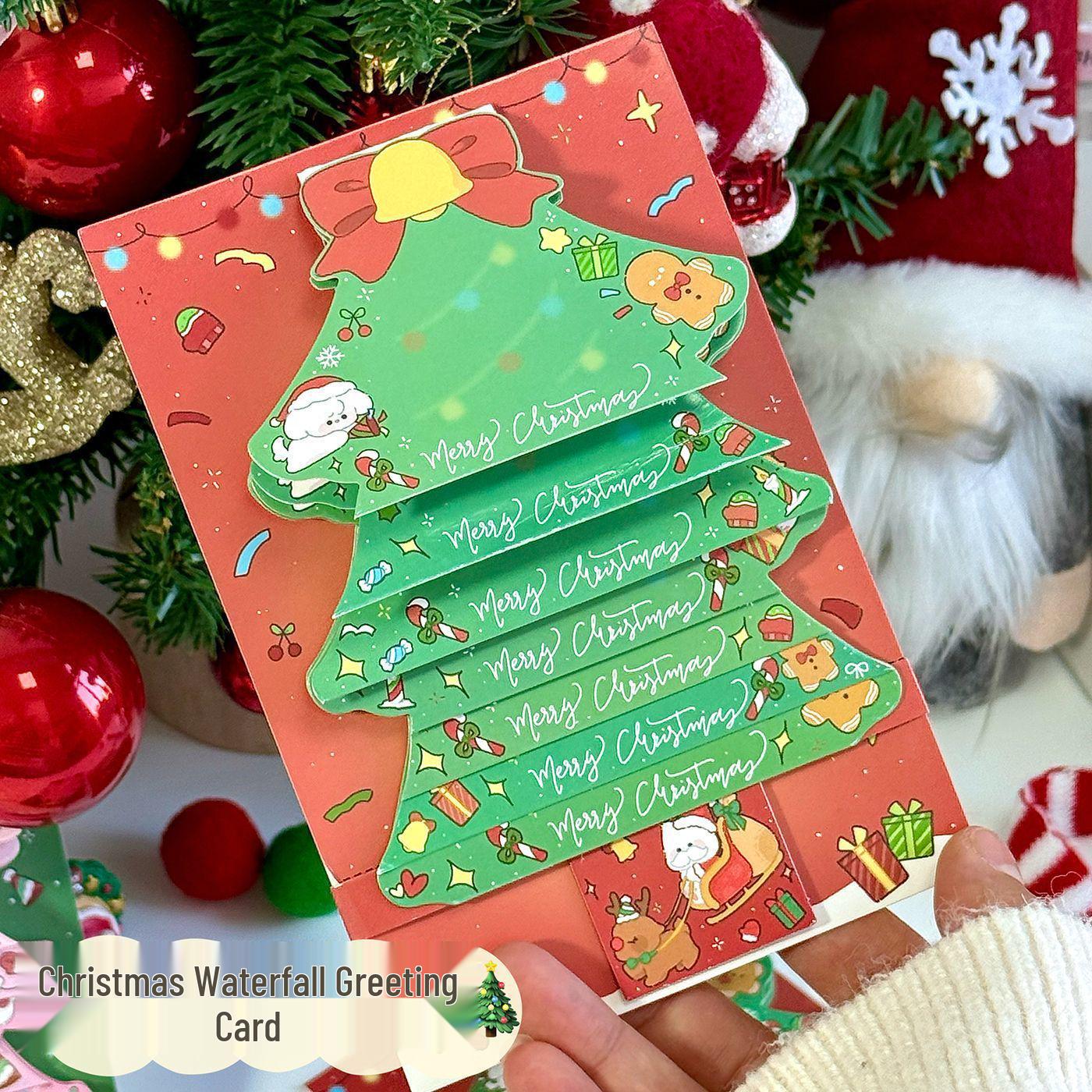 Creative 3D Pop-up Waterfall Christmas Card