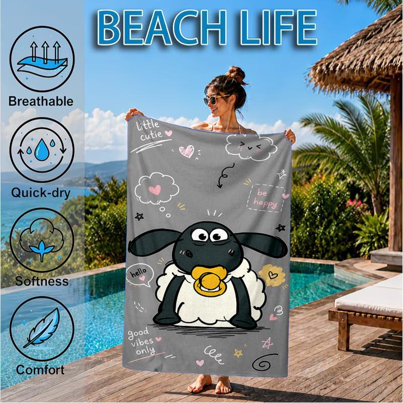 Sheep Friends Adventure Beach Towel, Super Soft Microfiber, Perfect Gift for Her/Him, Birthday, for Pool, Beach, Travel, Decor Beach Party
