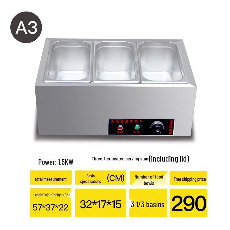 Aokewen A3 Commercial 3-Basin Food Warming Table