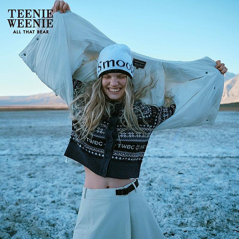 Teenie Weenie Women's Fair Isle Jacquard Round Neck Knit Cardigan