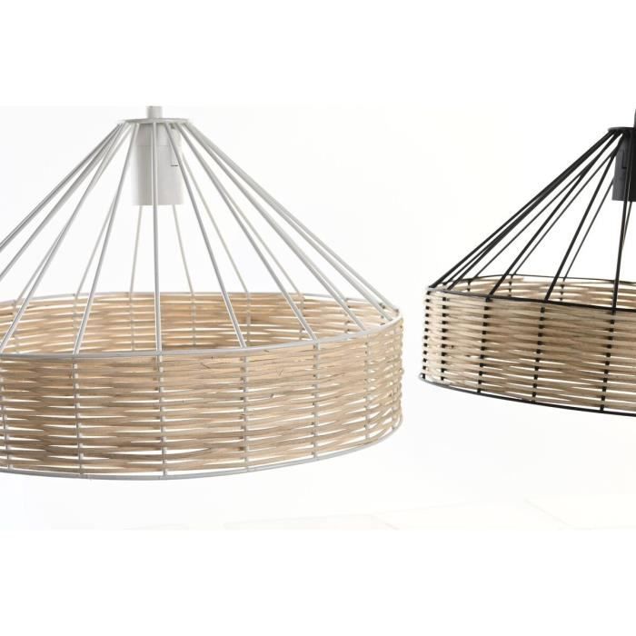 Suspension - Non spécifié - 35 x 35 x 22 cm - Métal noir - Rotin - 50 W (2 unités)