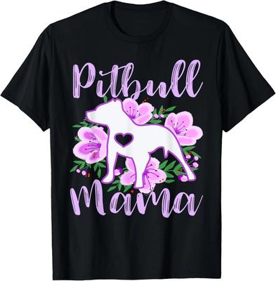 Pitbull Mama Purple Flowers Cute Pit Bull Pretty Mommy Gift Unisex T-Shirt