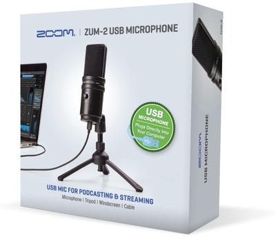 Microfone USB ZOOM Alta Resolução Qualidade de Som Preto Fácil configuração conectando diretamente ao seu computador via USB transmissão ao vivo de jogos ZUM-2