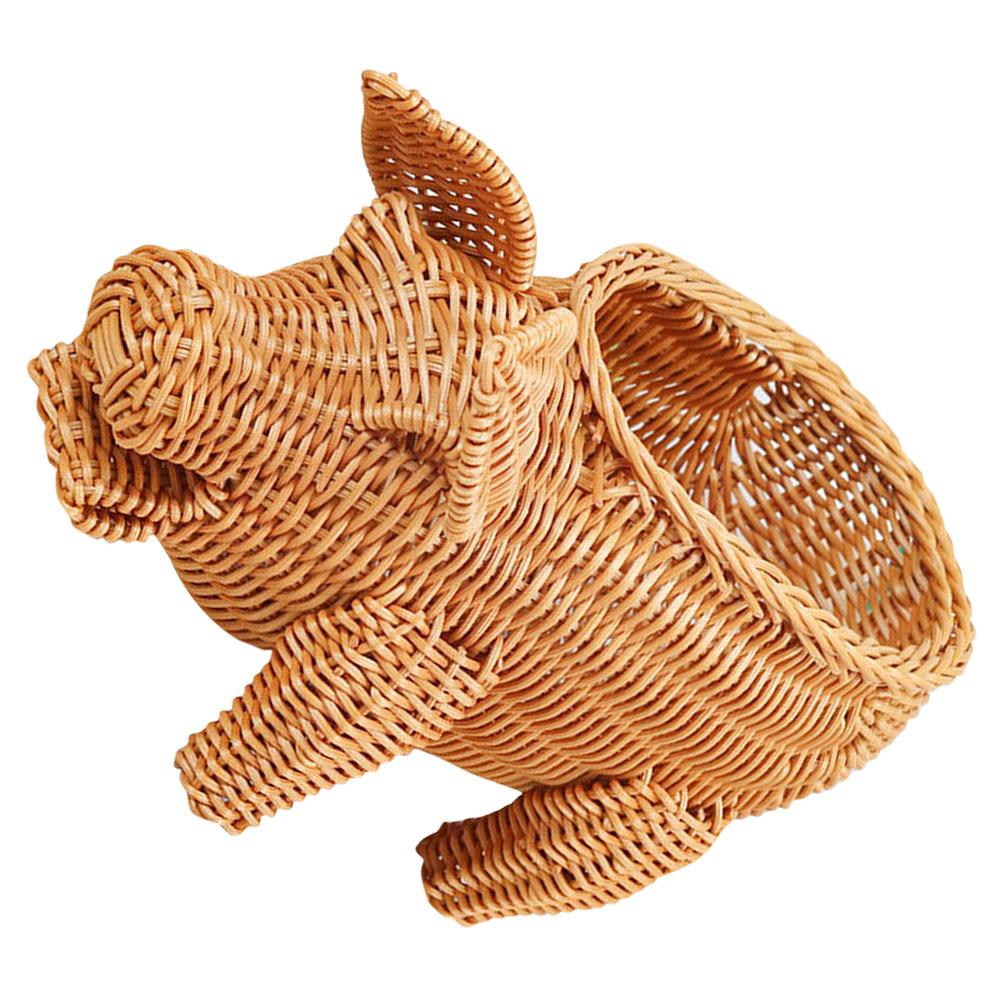 

Корзина для фруктов Корзины для кухни бытовая имитация ротанга полипропилен пластик хранение плетеная форма свиньи 32.00X18.00X16.00CM