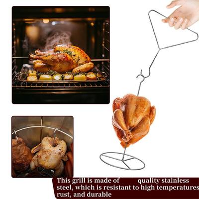 AAAF Für Thanksgiving Und Mehr Truthahnfritteusen-Gestell-Kit Mit Vertikalem Hähnchenspieß-Haken Aus Edelstahl