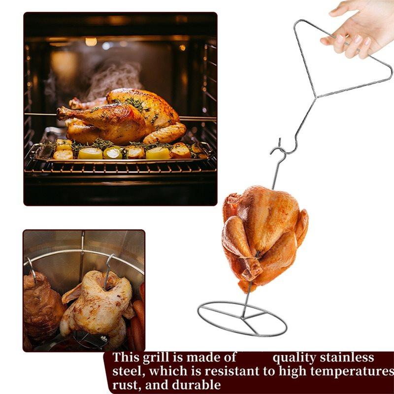 AAAF For Thanksgiving Day And More Turkey Fryer Rack Kit With Stainless Steel Vertical Chicken Skewer Lifter Hook