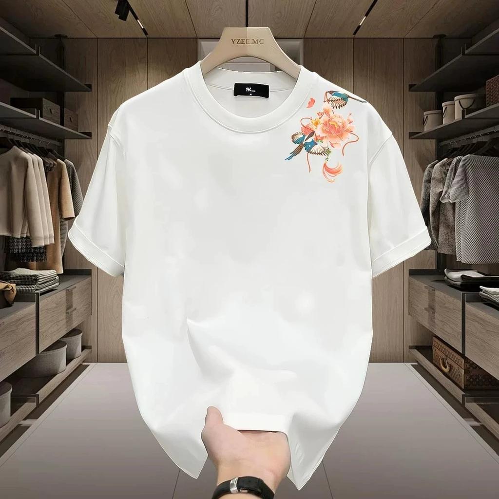 Men Cotton T Shirt Short Sleeve Crew Neck Casual Solid Color Basic Tee Top Summer Breathable Comfortable Clothing for Daily Wear