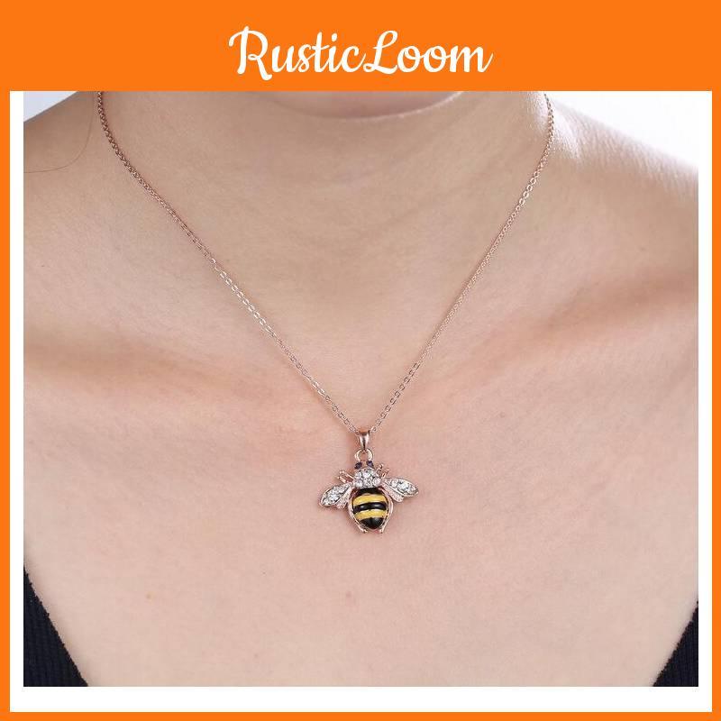 Elegancki naszyjnik z zawieszką w kształcie pszczoły z cyrkoniami, wykonany ze stopu, idealny na prezenty i specjalne okazje