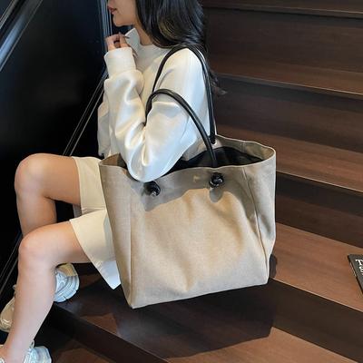 Bolsa tote portátil de lona simples de grande capacidade, nova bolsa retrô de alta qualidade para mãe e filho, bolsa de ombro.