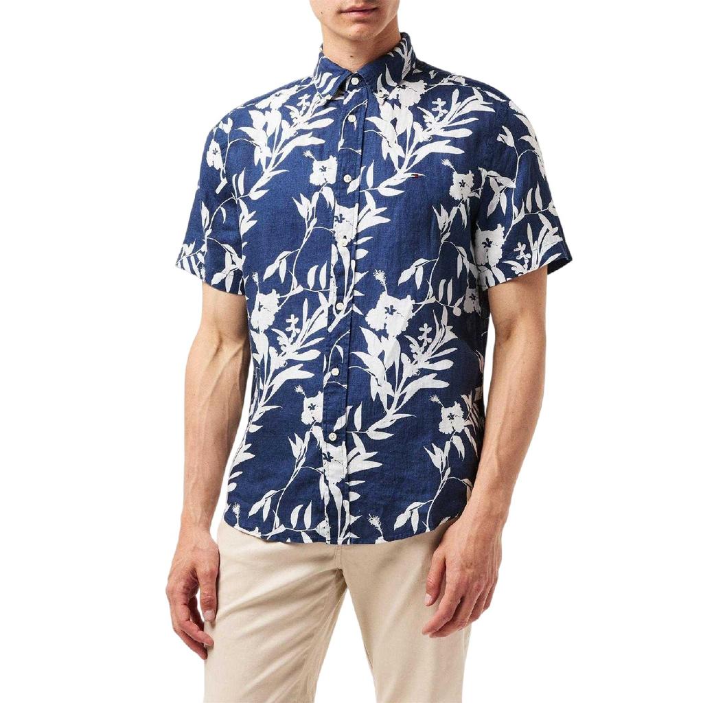 Tommy Hilfiger Mens Tropical Floral Regular Short-Sleeved Shirt