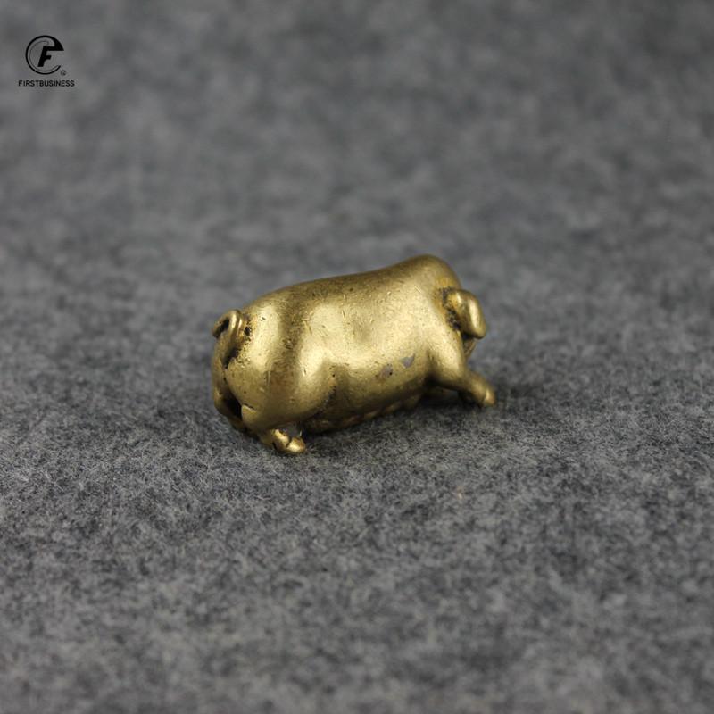 Copper Pig Small Statue Ornaments Solid Brass Desktop Tea Pet Decorations Animal Miniatures Figurines Home Table Decor Crafts