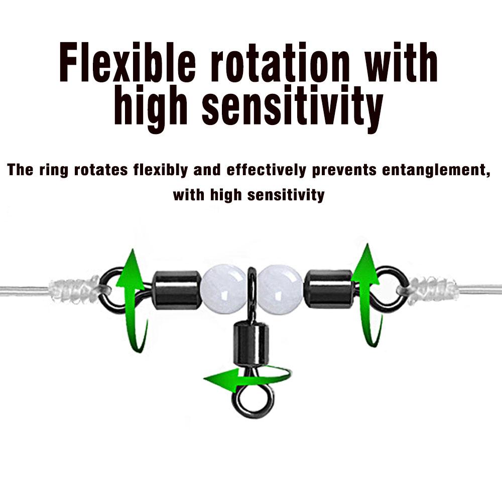 MNFT 25Pcs Stainless Steel T-Turn 3 Way Fishing Connector Rolling Swivel Fishing Tackle Connector Luminous beads attract fish