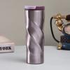 500ml Twisted Swirl 304 Stainless Steel Travel Tumbler, Double Wall Vacuum Insulated Coffee Mug with Flip Lid