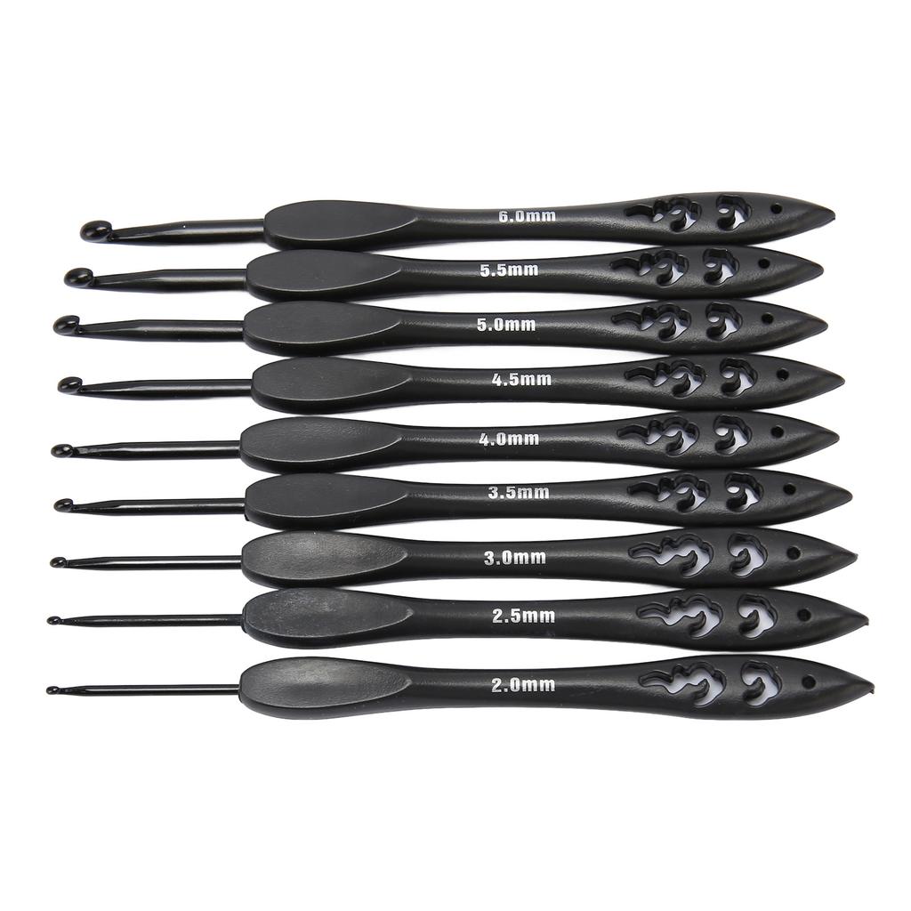9pcs Crochet Hooks Set 2.0 To 6.0mm Ergonomic Handle Reduce Cramps Aluminum Crochet Hook for
