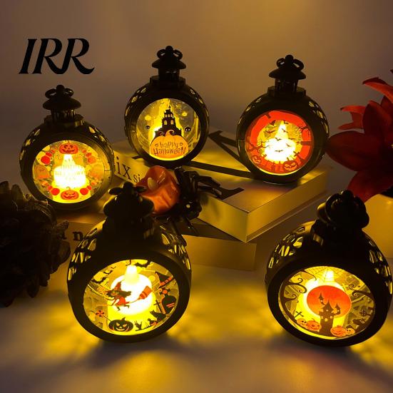 Halloween Party Table Centerpiece Retro Pumpkin Lantern, LED Electronic Candle Light, Vintage Safe Flameless Decor Handheld Decorative Lamp