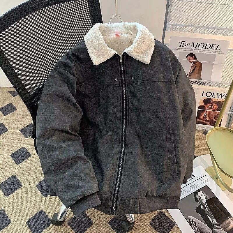 Unisex Retro Lamswol Reversjas - Dikke Warme Katoenen Jas voor Herfst & Winter