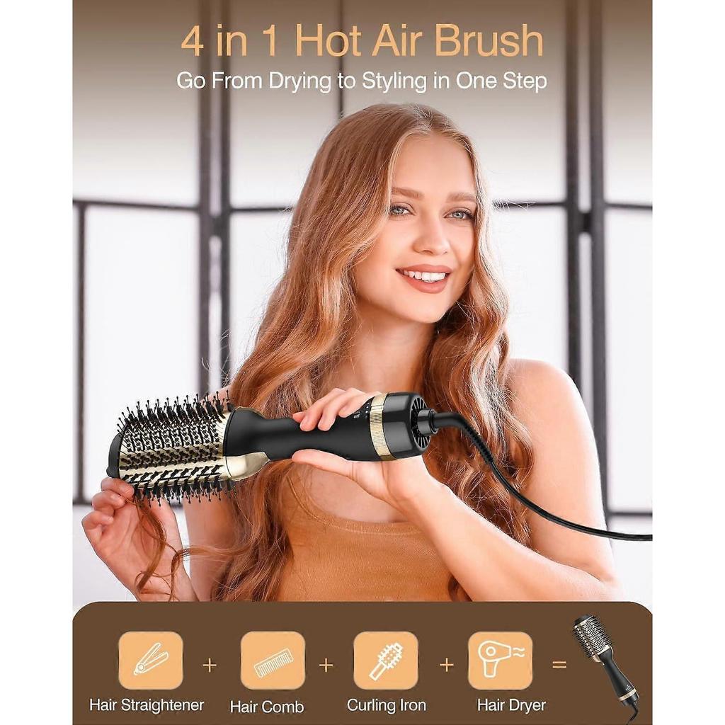 Hair Dryer and Brush 2 In 1, Professional Negative Ion Hair Volumizer, Suitable for Drying, Straightening and Curling Hair, Suitable for All Hair Type