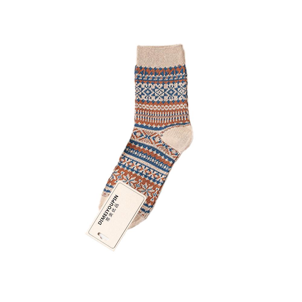 Retro Double-needle Double-path Men's Socks, Colorful Breathable and Fashionable, College Style Men's Socks, Ethnic Style