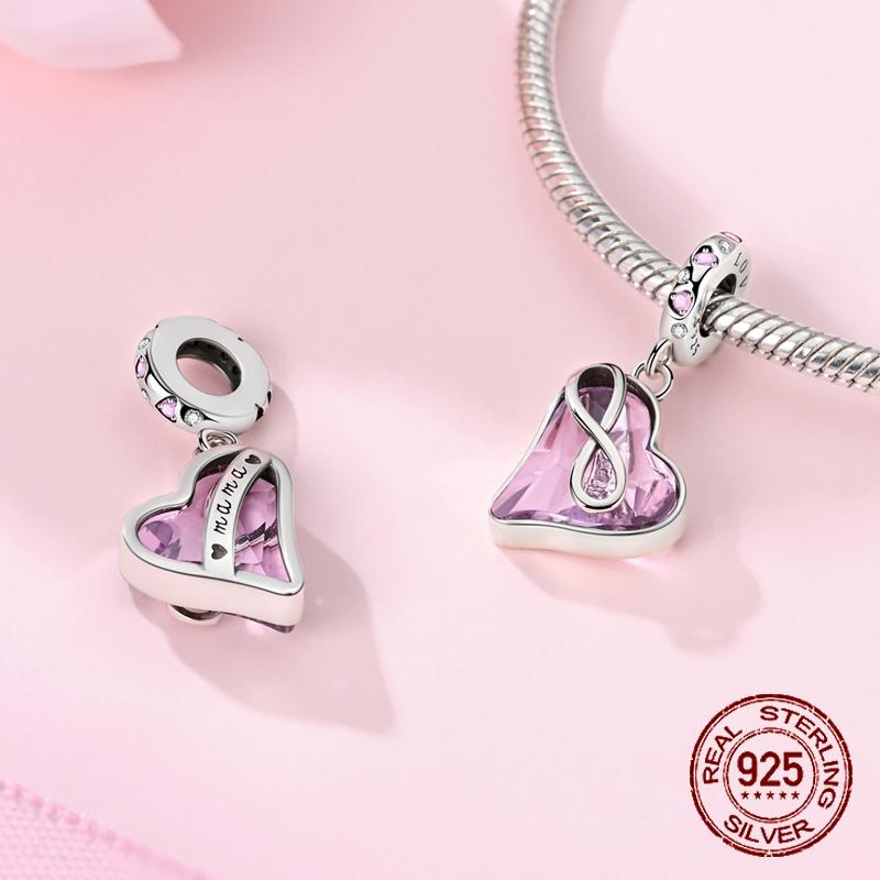 Pink Love Unlimited Charms Copper Dangle Pendant Fit Bangle Bracelet Necklace Diy Jewelry