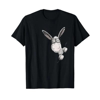 Funny Donkey With Glasses Cartoon Animal Motif Fun T Shirt Vintage Streetwear Unisex Comfortable Slightly Stretched Soft