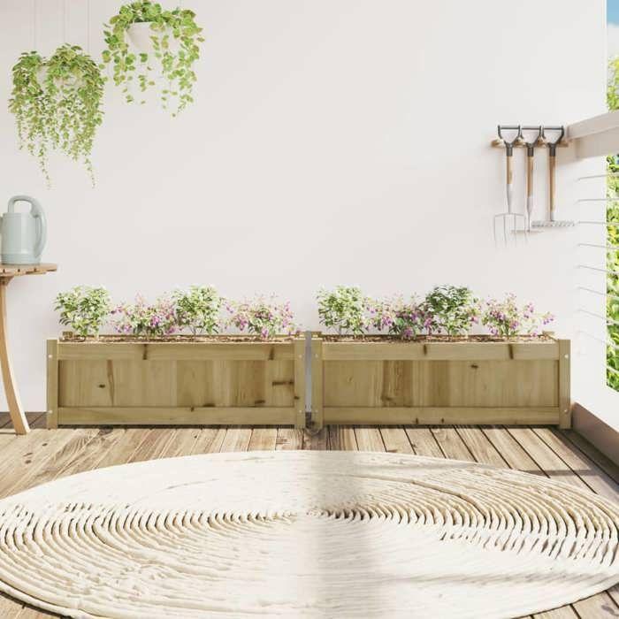 VidaXL Planters 2 Pcs, Raised Beds, Flower Boxes, Plant Pots, Flower Boxes Garden Patio Terrace, Pine Wood 837458