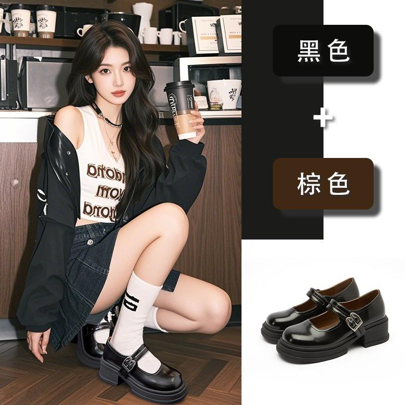 Sheepskin pad Mary Jane shoes women's spring new retro small leather shoes casual versatile platform women's shoes