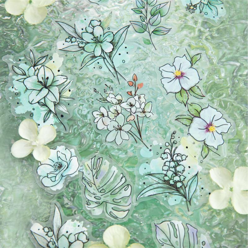20pcs Watercolor Flower Stickers, Artistic Botanical Decals for Scrapbooking & DIY Crafts
