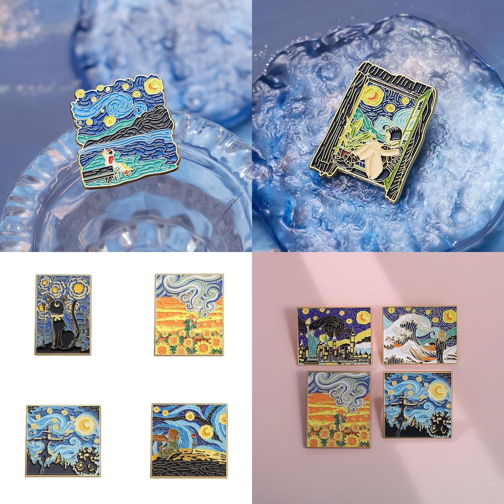 Unique Cartoon Inspired Artistic Brooch With Dreamy Starry Sunflower Design For All