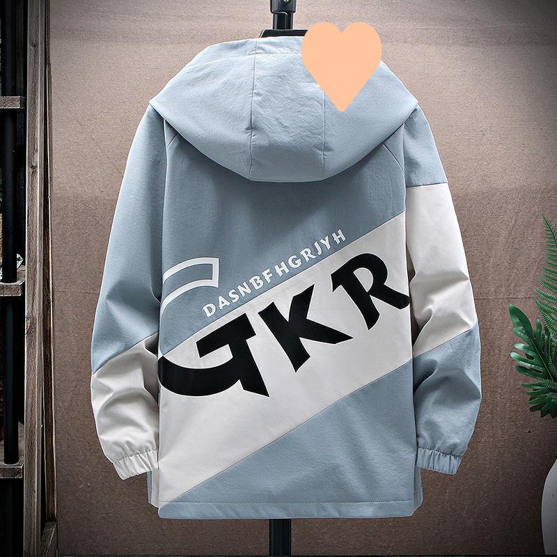 Men's Workwear Jackets, Men's Spring and Autumn Casual Korean Style Trendy Tops, Men's Hooded Student Spring Wear, Thin Men's Clothing
