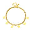 DIEYURO 316L Stainless Steel Star Pentagram Zircon Pendant Necklace Bracelets For Women Girl New Waterproof Choker Jewelry Set