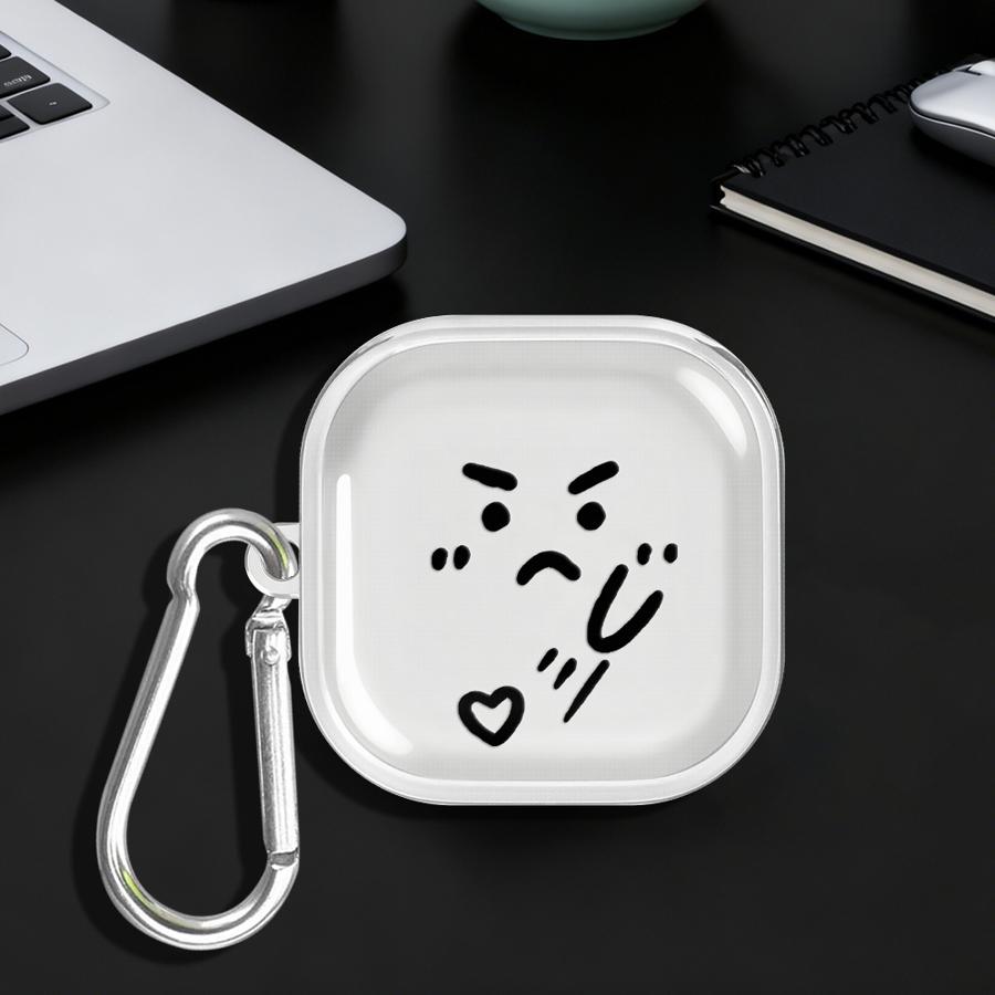 Stick Figure Face Case For Samsung Galaxy Buds 2 4 Pro 4Pro Live 2Pro 3 FE 3Pro Clear Earphone Cases Cover With Hook