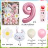 Easter Cute Bunny Balloon 32inch Pink 1-9 Number Foil Balloons Set Girls Birthday Baby Shower Decoration Rabbit Globos