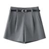Women's Gray A-Line High Waist Loose Fit Suit Shorts for Spring/Summer 2025