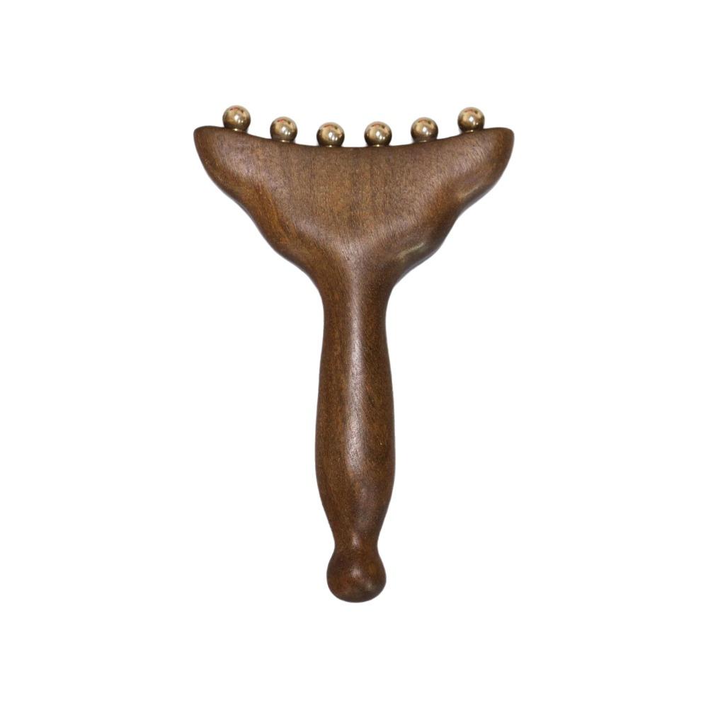 Copper/Horn Balls Meridians Massage Comb Trigger Point Massage Roller  Neck Massage Coffee Brass