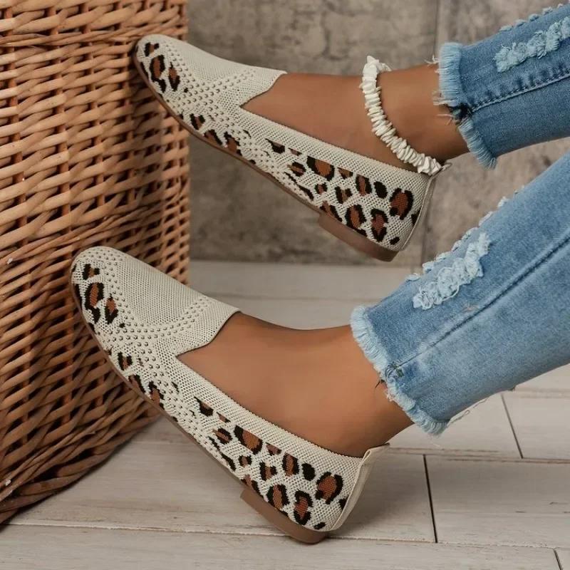 Femmes Maille Bout Carré Respirant Chaussures Décontractées Halloween Automne Quotidien Simple Découpé Chaussures Plates Zapatos De Mujer 2024