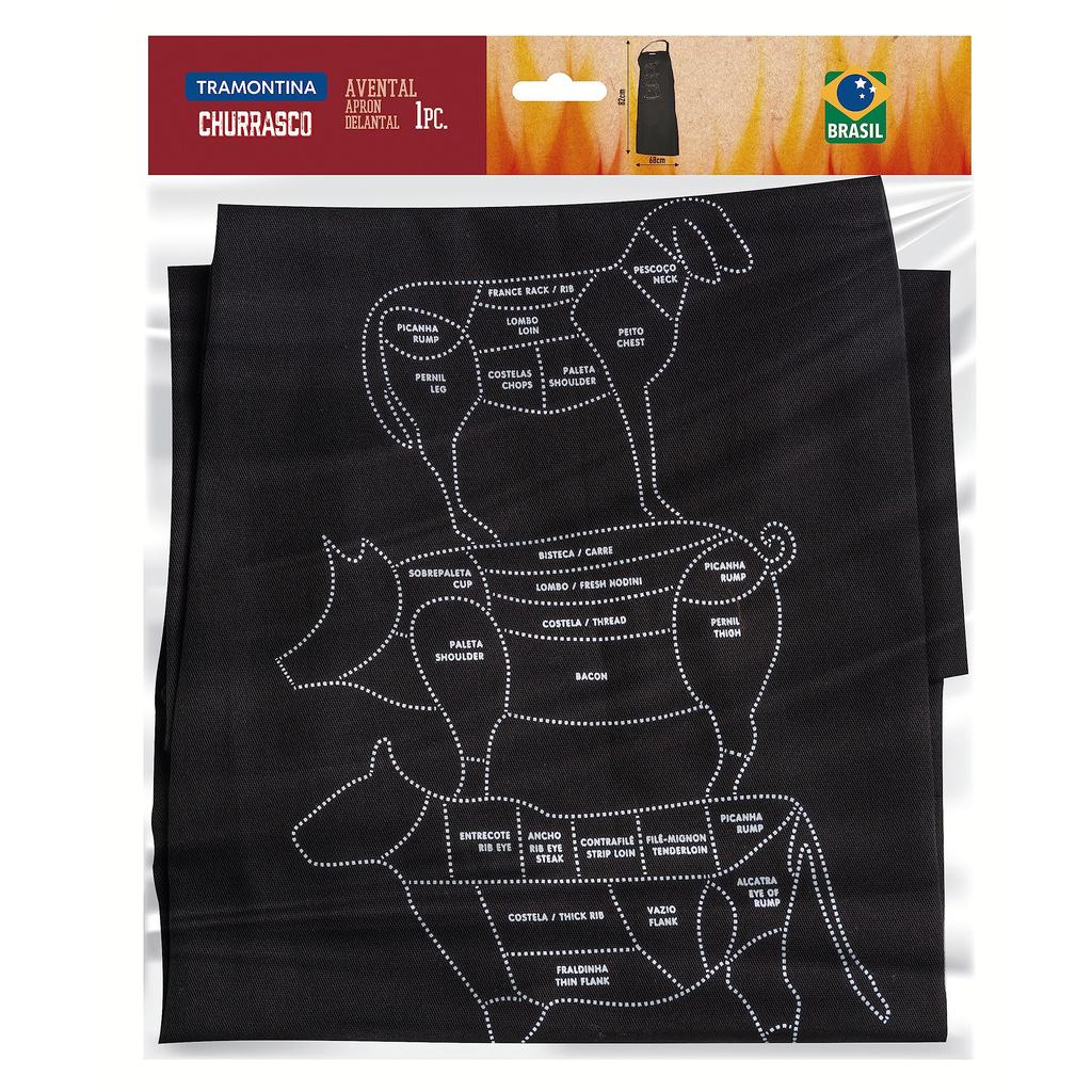 Tramontina Churrasco Apron Cotton Black Durable Lightweight Camping Outdoor Work Made In Brazil TRAMONTINA 100% 26466/100