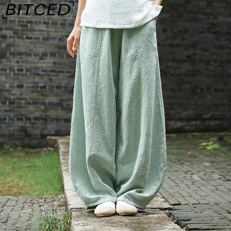 BITCED Women's Fashion Casual Solid Color Print Pants & Capris