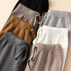 Women's White Wool Knit Wide-Leg Elastic High-Waist Floor-Length Pants — Autumn/Winter Drapey, Loose-Fit, Versatile, Straight-Leg Pants