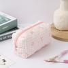 1pc Checkered Pencil Case Pink Bow Pattern Portable Stationery Organizer School Office Desk Essentials Travel Accessories