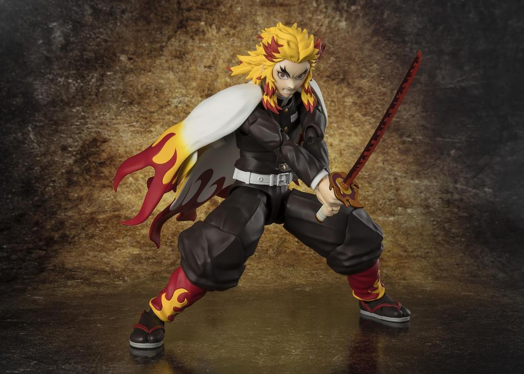 TAMASHII NATIONS Demon Kimetsu No Yaiba Rengoku Approximately PVC ABS Painted Action Figure S.H.Figuarts Slayer Kyojuro, 150mm, &