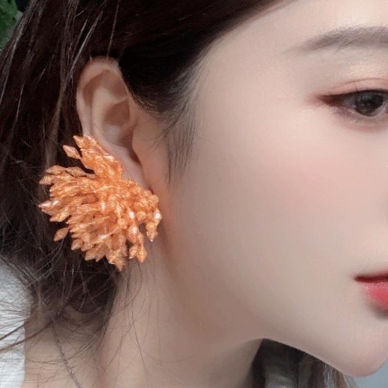 Pinkdudu Vintage Exaggerated Large Flower Fringe Zinc Alloy Earrings Fashion Trendy Gold Plated Stud Earrings Women PD2262