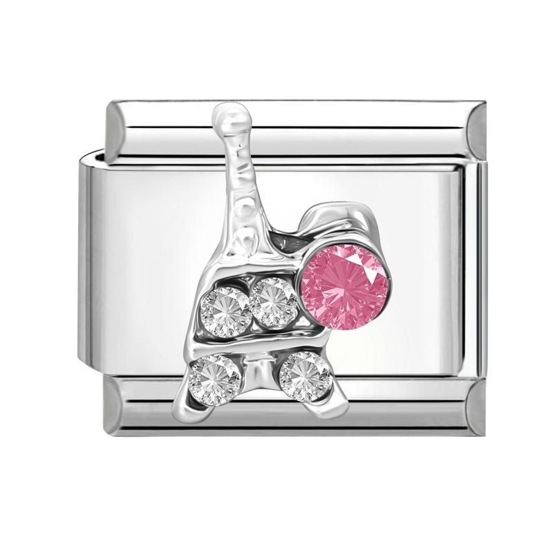Fashion Cherry Flower Heart Star Dreamy Shiny Zircon Y2K Italian Charm Links Fit 9mm Bracelet Stainless Steel DIY Making Jewelry