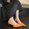 Fashion Elegant Low Heel Satin Women Pumps Sexy Pointed Toe Slingbacks Thin High Heels Comfort Mules Sandals Dress Shoes Heeled Sandals