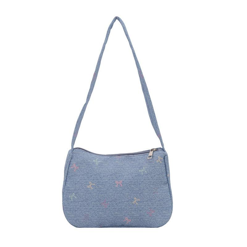 Sweet Niche Handbag Simple Shoulder Armpit Bag New Printed Pleated Crescent Bag Women