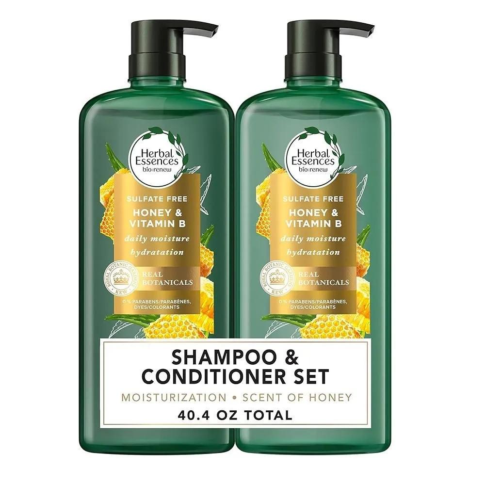 Шампунь + Кондиционер Herbal Essences 597 мл Каждый Набор 1 Упаковка Мед и Витамин B Шампунь Herbal Essences без сульфатов
