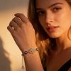 Evil Eye Bracelet Hand of Fatima Women Bracelet Adjustable Chain Blue Evil Eye Cubic Zirconia Bracelet Jewelry Gift for Her Wife