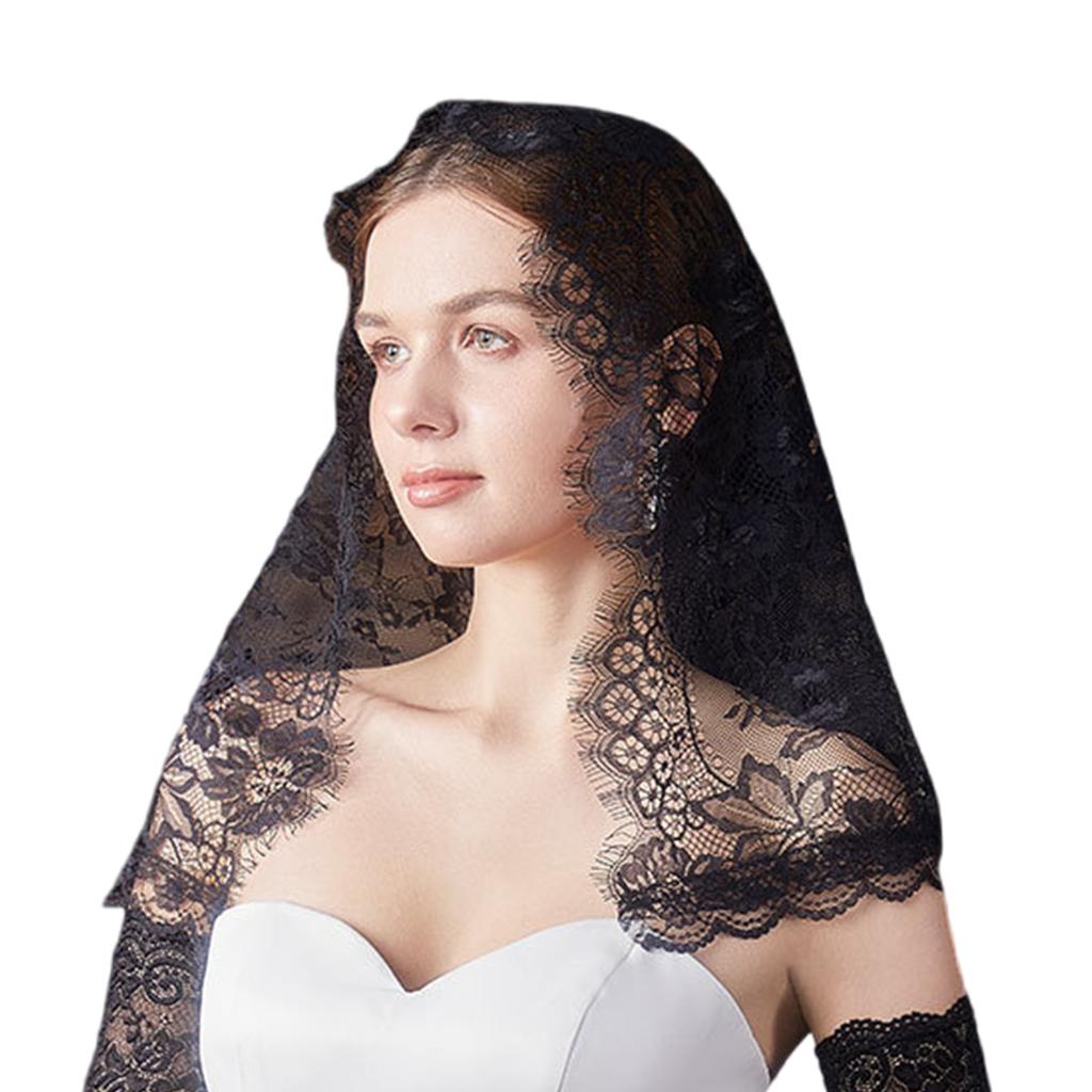 Lace Church Head Veil Latin Mass Head Scarf Head Covering Bridal Shower Headwrap for Religious Event and Party Gathering